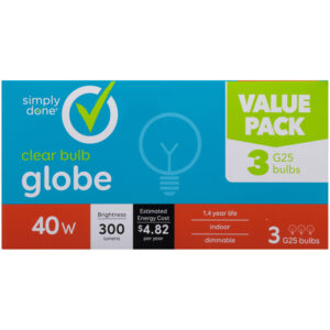 40 W Globe G25 Bulbs  Clear
