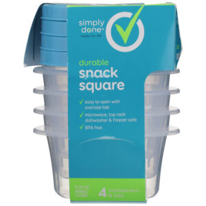 Durable Snack Square Containers & Lids