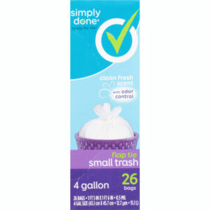 Simply Done 4 Gallon Small Flap Tie Clean Fresh Scent Trash Bag 26 ea