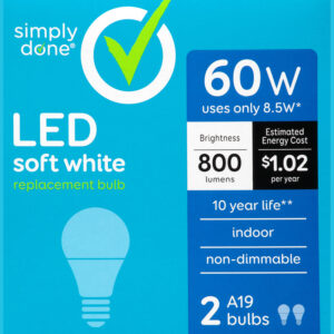 Simply Done 8.5 Watts Soft White LED Light Bulbs 2 ea