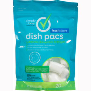 Simply Done Automatic Dish Pacs Fresh Scent Dishwasher Detergent 20 Pacs 20 ea