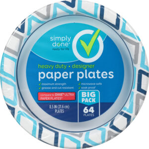 Simply Done Big Pack Heavy Duty Designer Paper Plates 64 ea