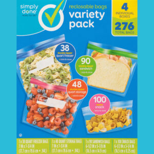 Simply Done Reclosable Bags Variety Pack 276 Total Bags