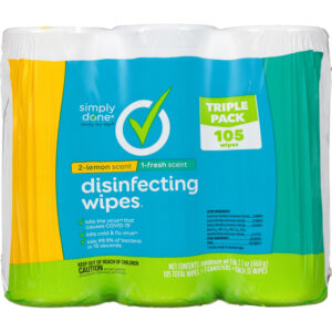 Simply Done Triple Pack Lemon Scent/Fresh Scent Disinfecting Wipes 3 ea