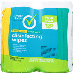 Simply Done Twin Pack Lemon Scent/Fresh Scent Disinfecting Wipes 2 ea