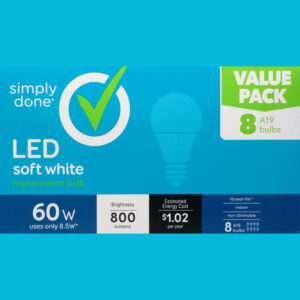 Simply Done Value Pack 8.5 Watts Soft White LED Light Bulbs 8 ea