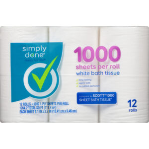 Simply Done White 1-Ply Bath Tissue 12 ea