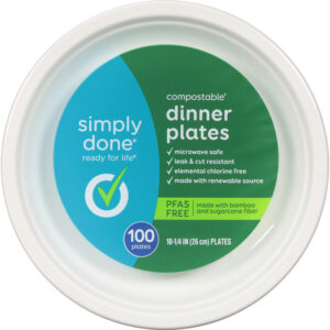 Simply Done 10.25 Inch Compostable Dinner Plates 100 ea