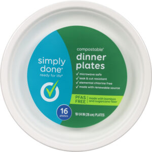 Simply Done 10.25 Inch Compostable Dinner Plates 16 ea