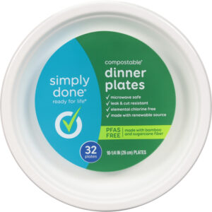 Simply Done 10.25 Inch Compostable Dinner Plates 32 ea