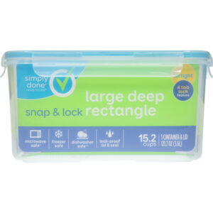 Simply Done 121.7 Ounce Deep Rectangle Snap & Lock Container & Lid Large 1 ea