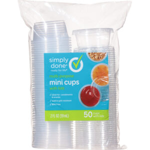 Simply Done 2 Fluid Ounce Multi-Purpose Mini Cups with Lids 50 ea