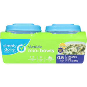 Simply Done 4 Fluid Ounce Mini Bowls Durable Containers & Lids 2 ea