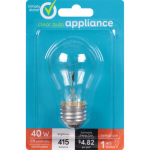 Simply Done 40 Watts Clear Bulb Appliance Light Bulb 1 ea
