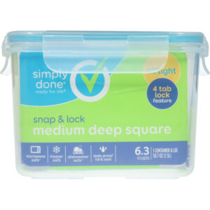 Simply Done 50.7 Ounce Deep Square Medium Snap & Lock Container & Lid Medium 1 ea