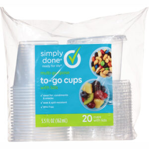 Simply Done 5.5 Fluid Ounce Multi-Purpose To-Go Cups with Lids 20 ea