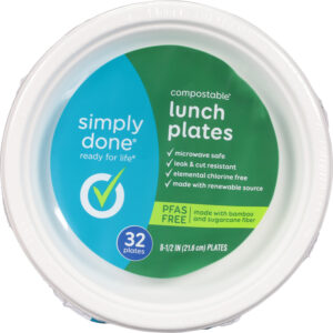 Simply Done 8.5 Inch Compostable Lunch Plates 32 ea
