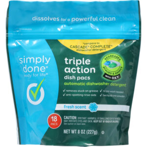 Simply Done Dish Pacs Triple Action Automatic Fresh Scent Dishwasher Detergent 18 ea