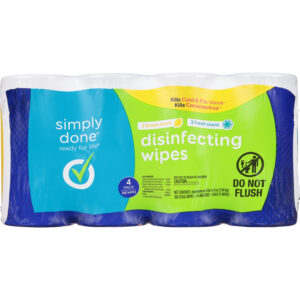 Simply Done Disinfecting Lemon Scent/Fresh Scent Wipes 4 - 75 ea Canisters