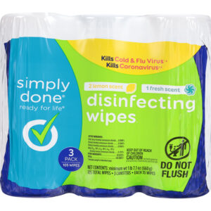 Simply Done Lemon Scent/Fresh Scent Disinfecting Wipes  3 ea