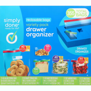 Simply Done Reclosable Bags Drawer Organizer Variety Pack 355 ea