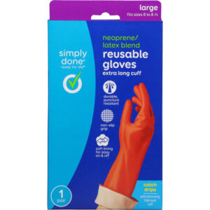 Simply Done Extra Long Cuff Neoprene/Latex Blend Reusable Gloves Large 1 pr