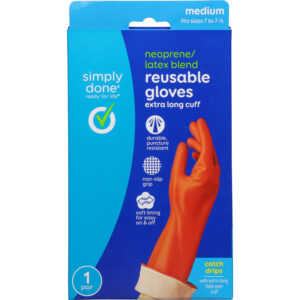 Simply Done Extra Long Cuff Neoprene/Latex Blend Reusable Gloves Medium 1 pr