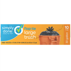 Simply Done 30 Gallon Flap Tie Trash Bags Large 10 ea