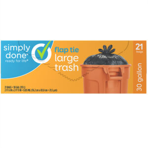 Simply Done 30 Gallon Flap Tie Trash Bags Large 21 ea