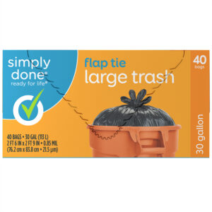 Simply Done 30 Gallon Flap Tie Trash Bags Large 40 ea