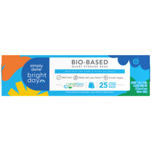 Simply Done Bright Day Bio-Based Stand 'N Store Double Zipper Storage Bags Quart 25 ea