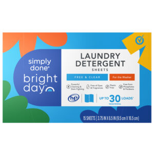 Simply Done Bright Day Free & Clear Laundry Detergent Sheets 15 ea