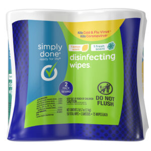 Simply Done Lemon Scent/Fresh Scent Disinfecting Wipes 150 ea