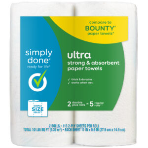 Simply Done Ultra Simple Size Select 2 Ply Paper Towels Double Plus Rolls 2 ea