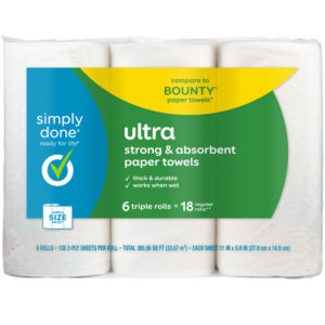 Simply Done Ultra Simple Size Select 2 Ply Paper Towels Triple Rolls 6 ea