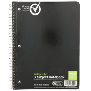 College Ruled 3 Subject Notebook