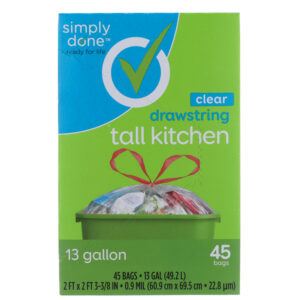 Drawstring Tall Kitchen Bags  Clear