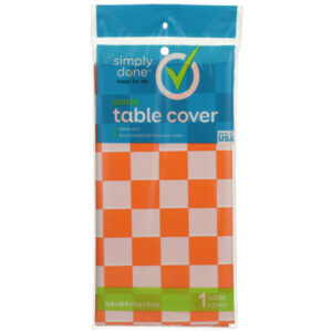 Plastic Table Cover  Orange Check