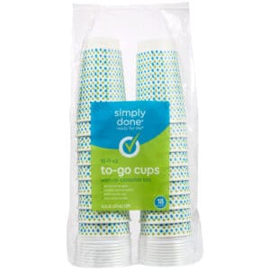 Simply Done 16 Ounce To-Go Cups with Re-Closable Lids 18 Cups