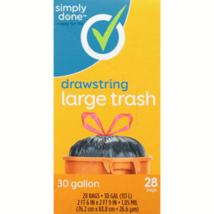 Simply Done 30 Gallon Large Drawstring Trash 28 ea