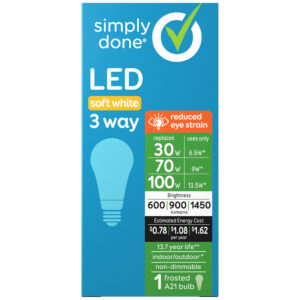 Simply Done 6.5/9/13.5 Watts Soft White 3 Way LED Light Bulb 1 ea