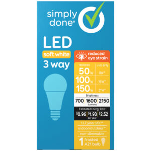 Simply Done 8/16/21 Watts Soft White 3 Way LED Light Bulb 1 ea