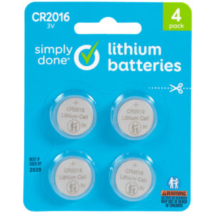 Simply Done CR2016 3V Lithium Batteries 4 ea