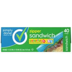 Simply Done Colorful Zipper Sandwich Bags 40 Bags