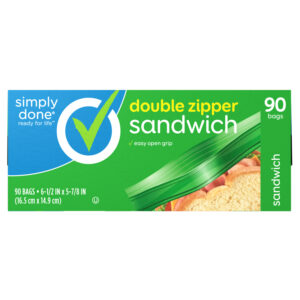 Simply Done Double Zipper Sandwich Bags 90 Bags