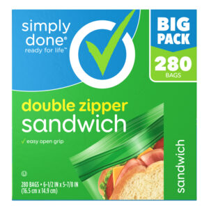 Simply Done Double Zipper Sandwich Bags Big Pack 280 Bags