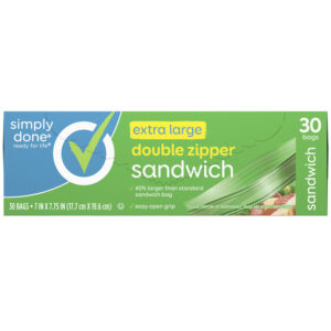 Simply Done Double Zipper Sandwich Bags Extra Large 30 ea