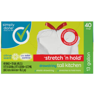 Simply Done Drawstring Citrus Scent Tall Kitchen Bags 13 Gallon 40 ea
