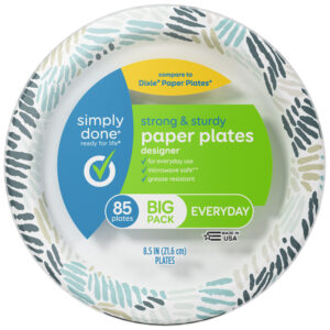 Simply Done Everyday Designer Strong & Sturdy Paper Plates Big Pack 85 ea