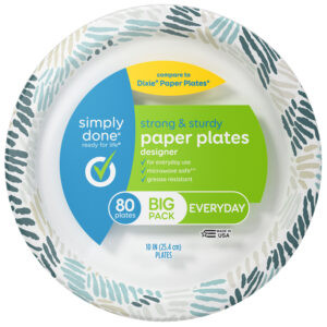 Simply Done Everyday Strong & Sturdy Designer Paper Plates Big Pack 80 ea